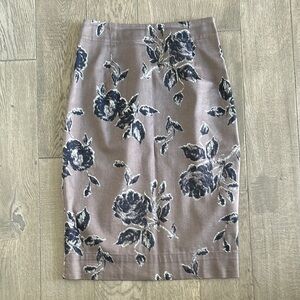 Floral Pencil Skirt - Gray XS 0